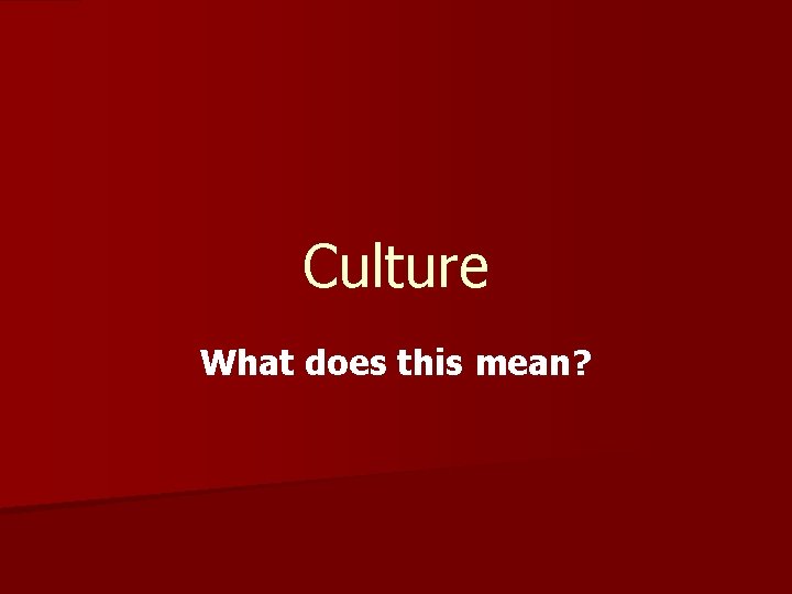 Culture What does this mean? 