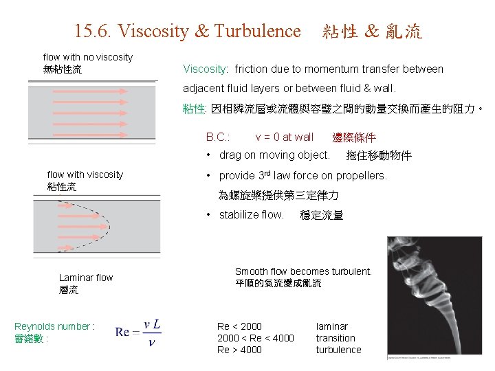 15. 6. Viscosity & Turbulence flow with no viscosity 無粘性流 粘性 & 亂流 Viscosity: