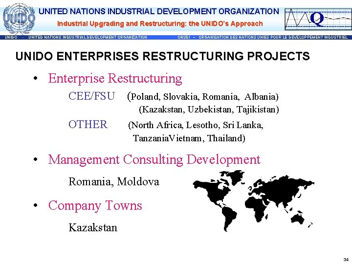 UNITED NATIONS INDUSTRIAL DEVELOPMENT ORGANIZATION Industrial Upgrading and Restructuring: the UNIDO’s Approach UNIDO -