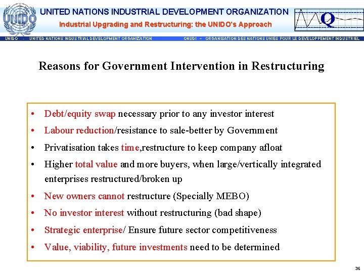 UNITED NATIONS INDUSTRIAL DEVELOPMENT ORGANIZATION Industrial Upgrading and Restructuring: the UNIDO’s Approach UNIDO -