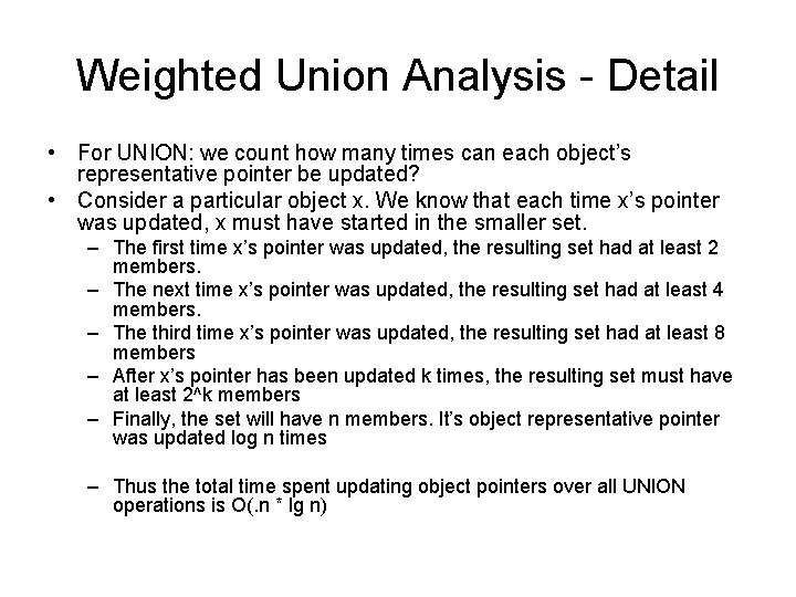 Weighted Union Analysis - Detail • For UNION: we count how many times can