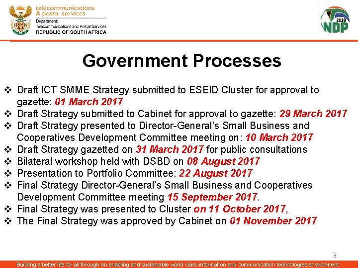 Government Processes v Draft ICT SMME Strategy submitted to ESEID Cluster for approval to