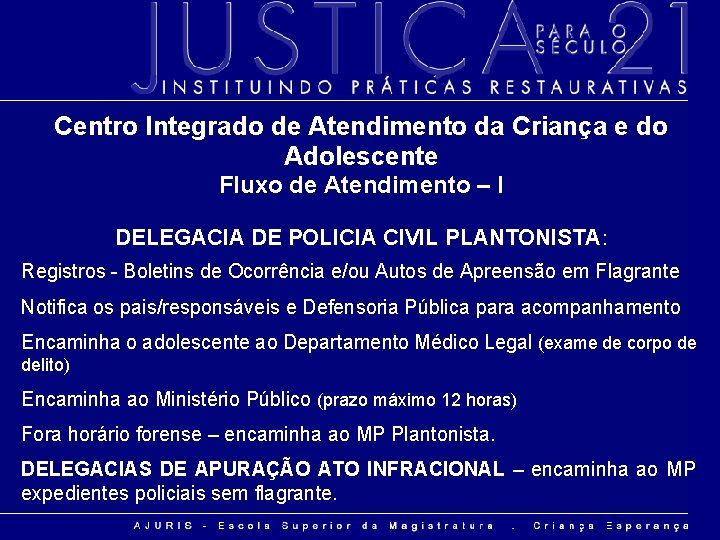 Centro Integrado de Atendimento da Criança e do Adolescente Fluxo de Atendimento – I