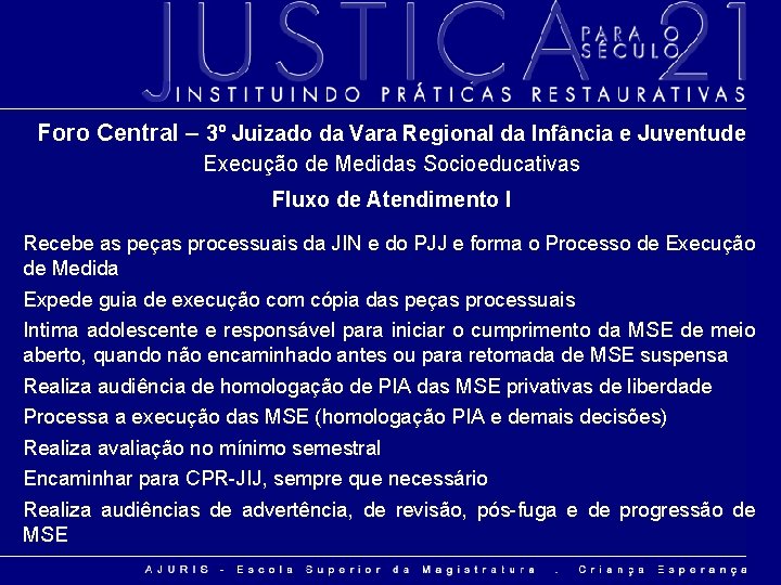 Foro Central – 3º Juizado da Vara Regional da Infância e Juventude Execução de