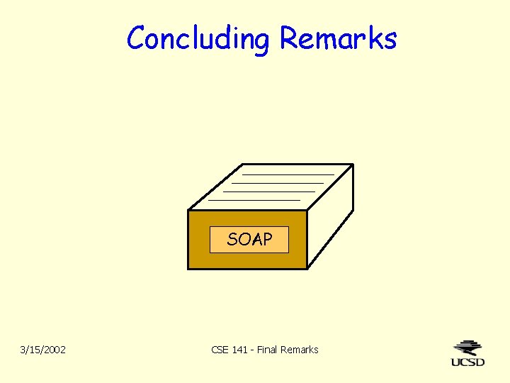 Concluding Remarks SOAP 3/15/2002 CSE 141 - Final Remarks 