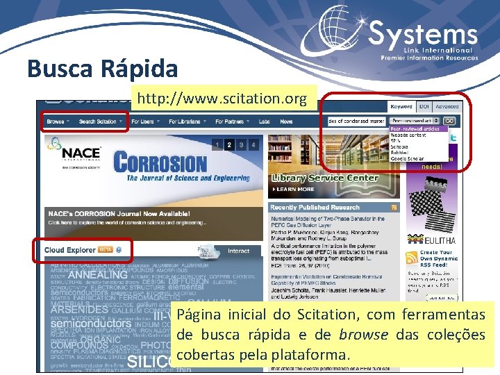 Busca Rápida http: //www. scitation. org Página inicial do Scitation, com ferramentas de busca