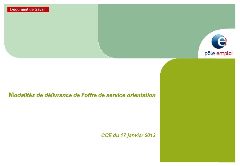 Document de travail Modalités de délivrance de l’offre de service orientation CCE du 17