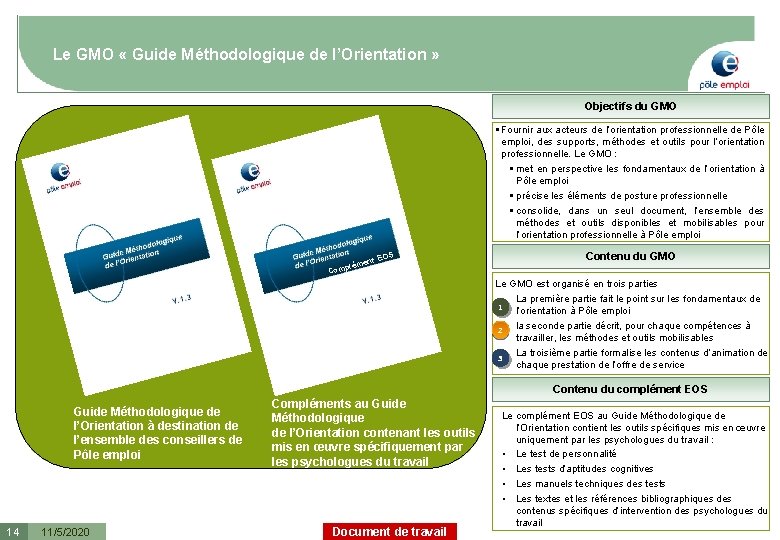 Le GMO « Guide Méthodologique de l’Orientation » Objectifs du GMO Fournir aux acteurs