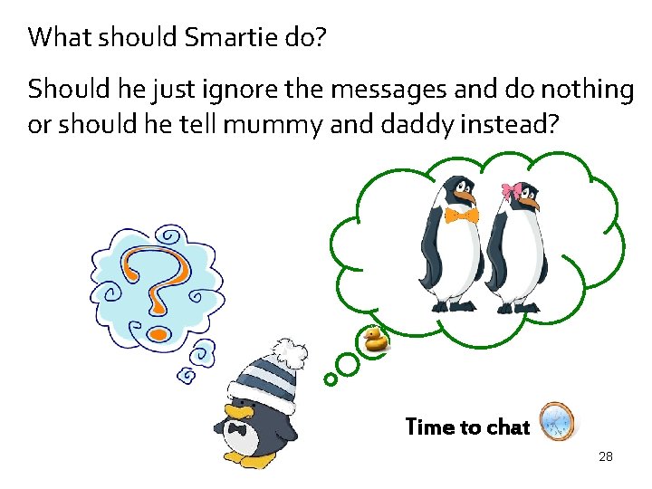 What should Smartie do? Should he just ignore the messages and do nothing or