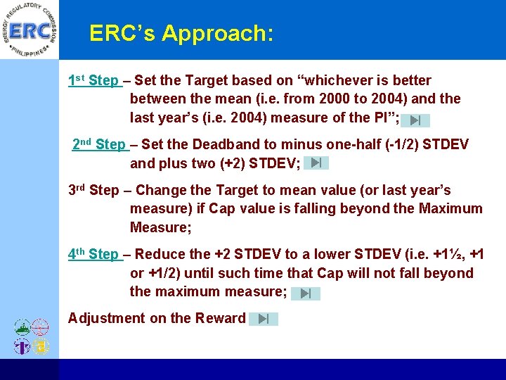 ERC’s Approach: 1 st Step – Set the Target based on “whichever is better
