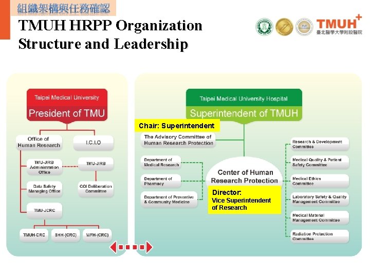 TMUH HRPP Organization Structure and Leadership Chair: Superintendent Director: Vice Superintendent of Research 