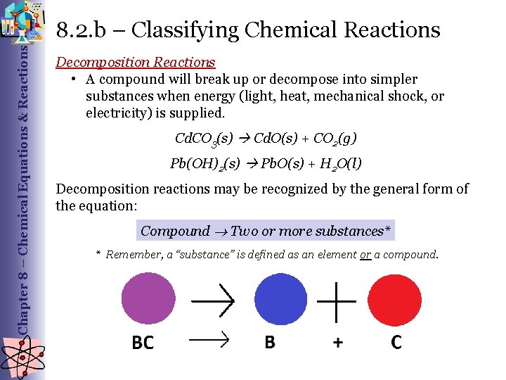 Chapter 8 – Chemical Equations & Reactions 8. 2. b – Classifying Chemical Reactions