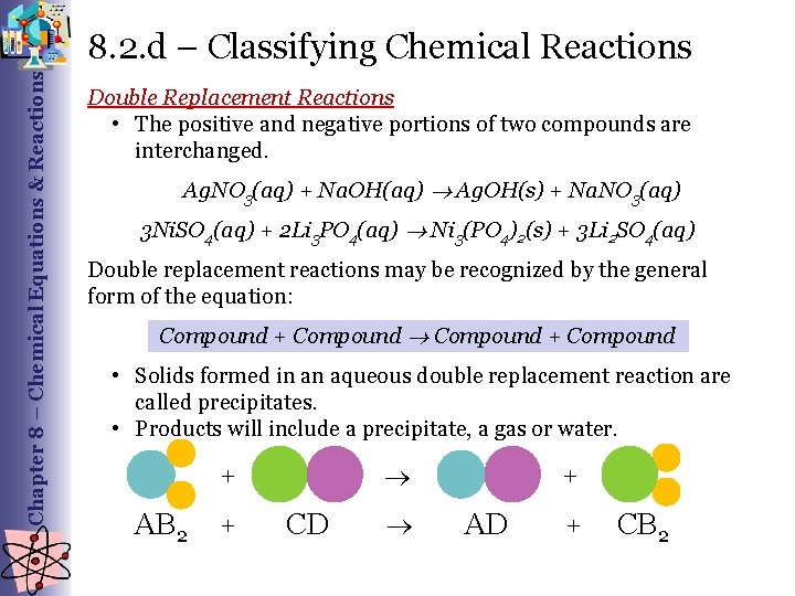 Chapter 8 – Chemical Equations & Reactions 8. 2. d – Classifying Chemical Reactions