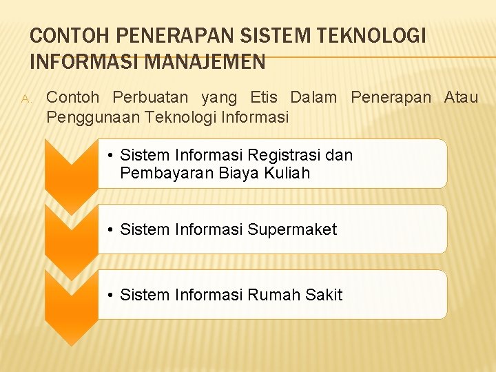 CONTOH PENERAPAN SISTEM TEKNOLOGI INFORMASI MANAJEMEN A. Contoh Perbuatan yang Etis Dalam Penerapan Atau