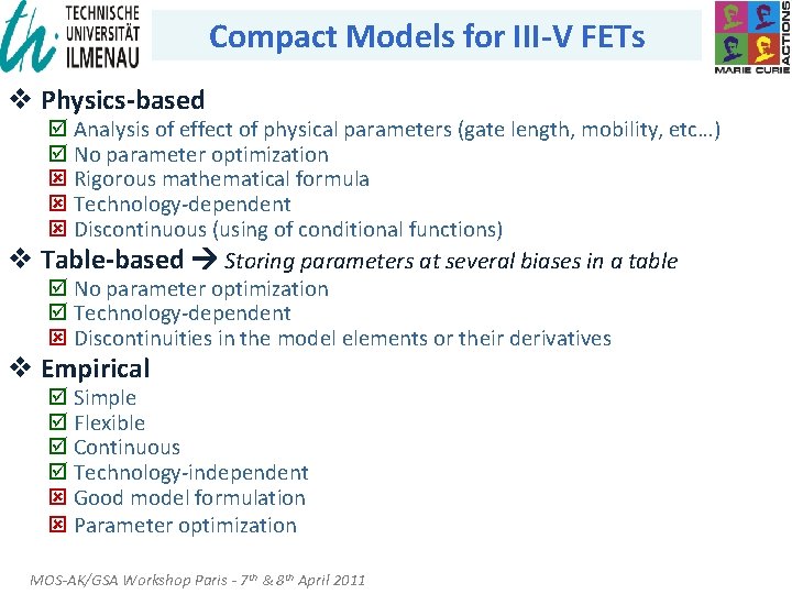 Compact Models for III-V FETs v Physics-based þ Analysis of effect of physical parameters