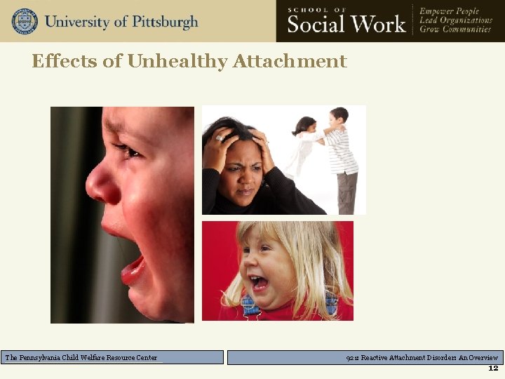 Effects of Unhealthy Attachment The Pennsylvania Child Welfare Resource Center 921: Reactive Attachment Disorder: