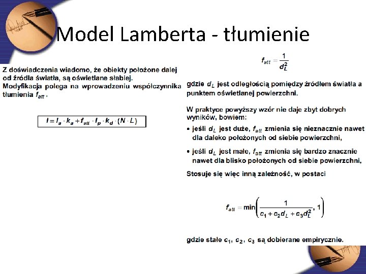 Model Lamberta - tłumienie 