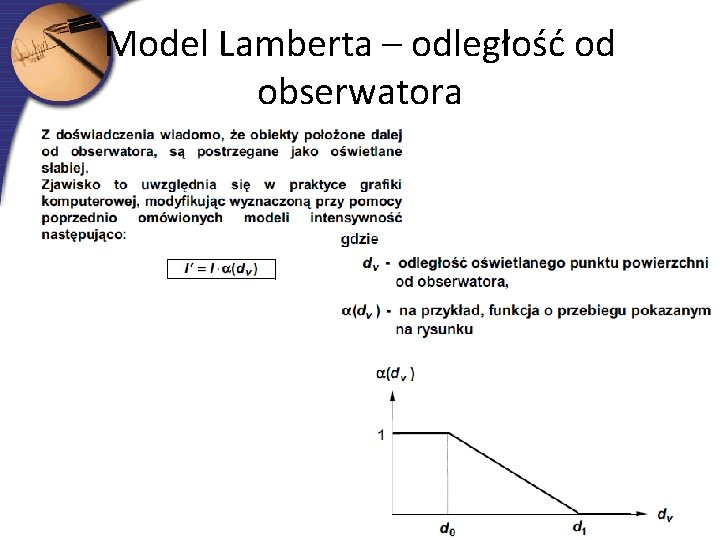 Model Lamberta – odległość od obserwatora 