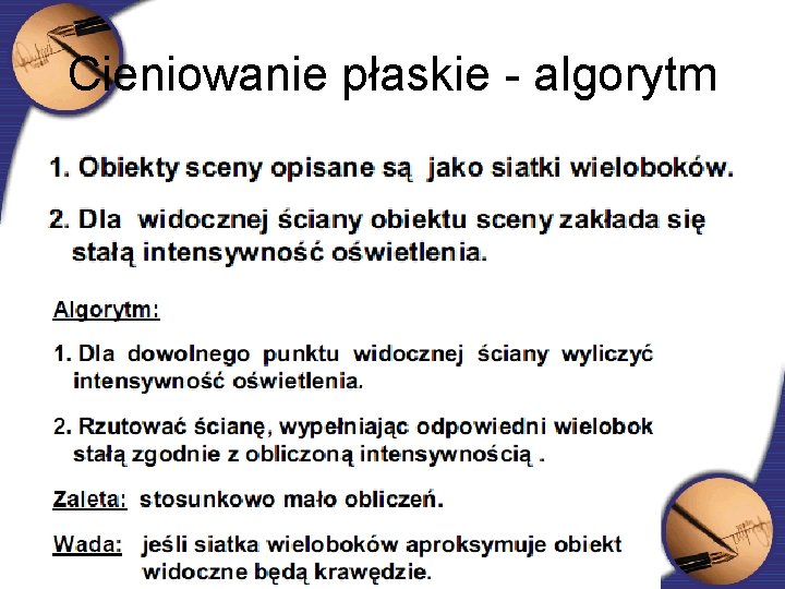 Cieniowanie płaskie - algorytm 