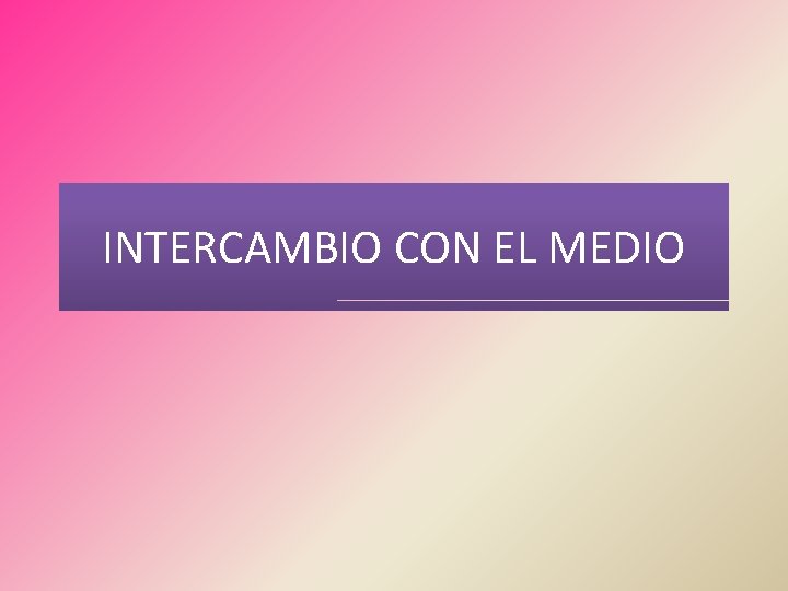 INTERCAMBIO CON EL MEDIO 
