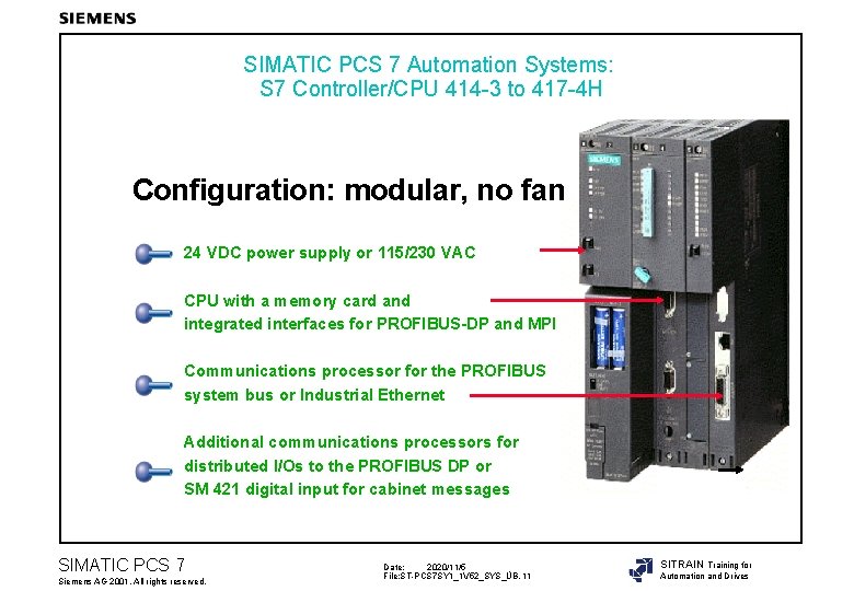 SIMATIC PCS 7 Automation Systems: S 7 Controller/CPU 414 -3 to 417 -4 H