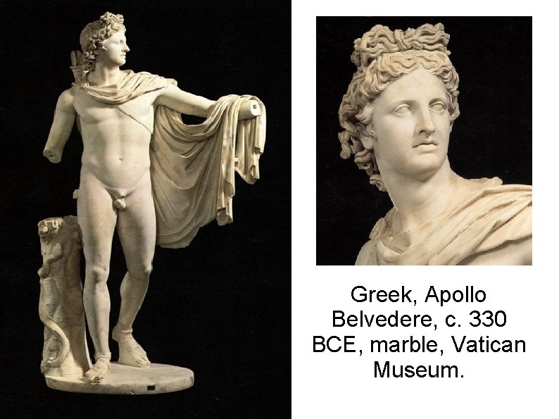 Greek, Apollo Belvedere, c. 330 BCE, marble, Vatican Museum. 