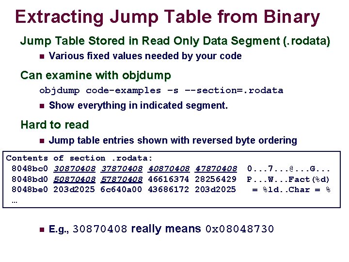 Extracting Jump Table from Binary Jump Table Stored in Read Only Data Segment (.