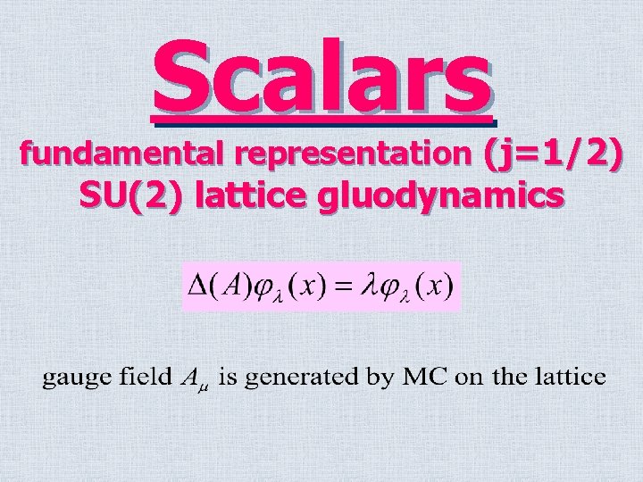 Scalars fundamental representation (j=1/2) SU(2) lattice gluodynamics 