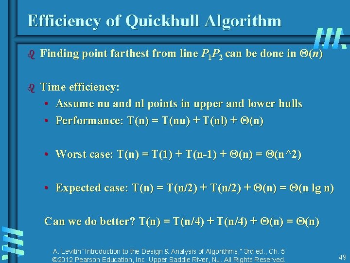 Efficiency of Quickhull Algorithm b Finding point farthest from line P 1 P 2