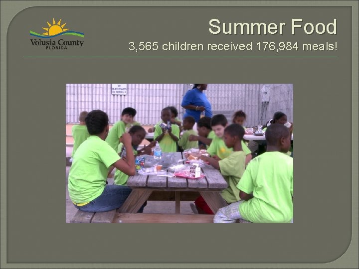 Summer Food 3, 565 children received 176, 984 meals! 