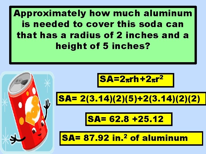 Approximately how much aluminum is needed to cover this soda can that has a