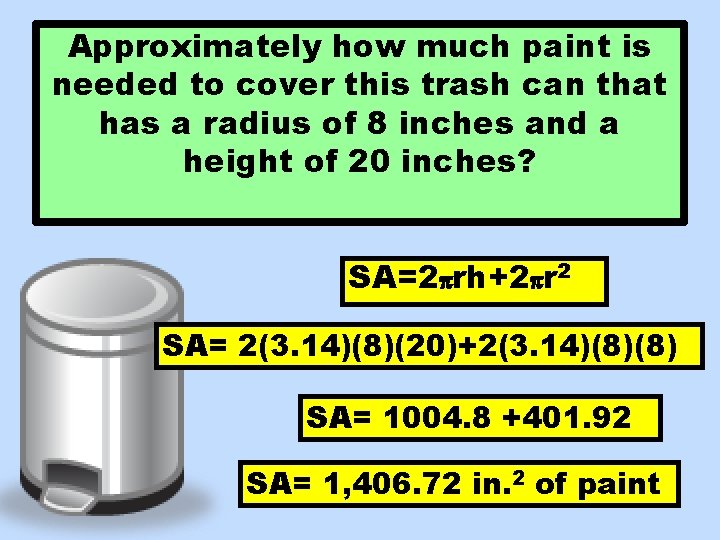 Approximately how much paint is needed to cover this trash can that has a