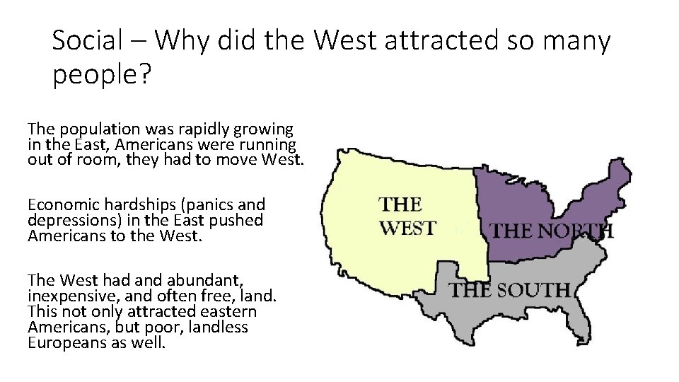 Social – Why did the West attracted so many people? The population was rapidly