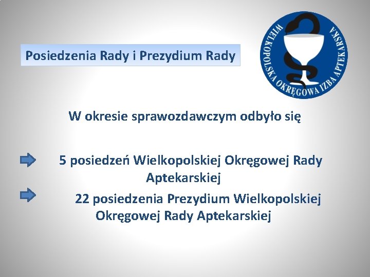 Posiedzenia Rady i Prezydium Rady W okresie sprawozdawczym odbyło się 5 posiedzeń Wielkopolskiej Okręgowej