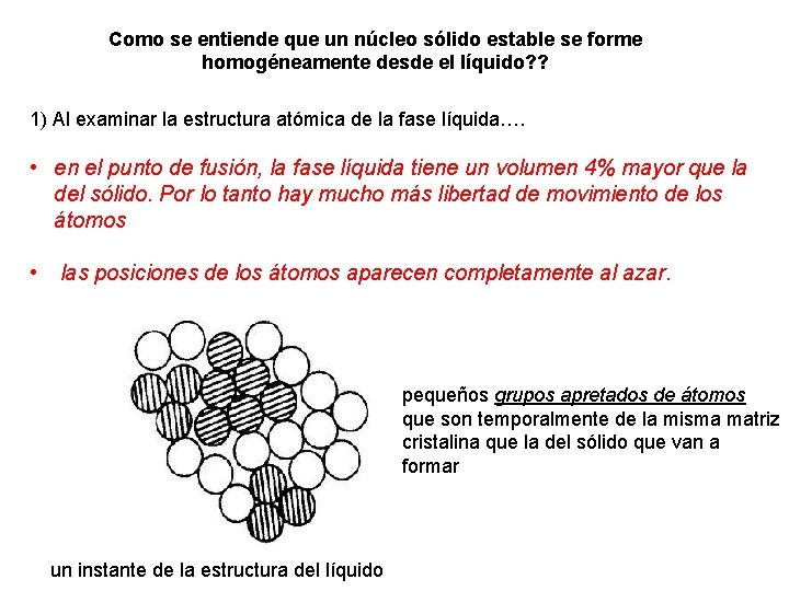 Como se entiende que un núcleo sólido estable se forme homogéneamente desde el líquido?