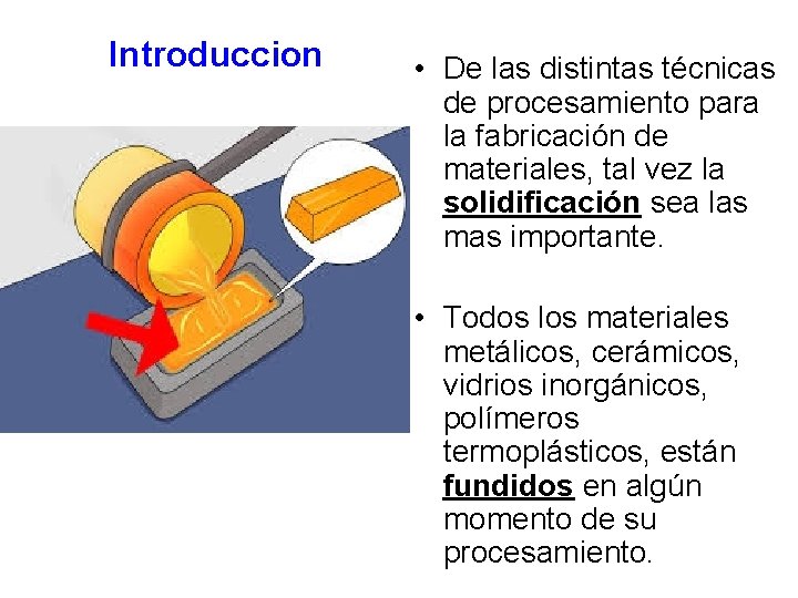 Introduccion • De las distintas técnicas de procesamiento para la fabricación de materiales, tal