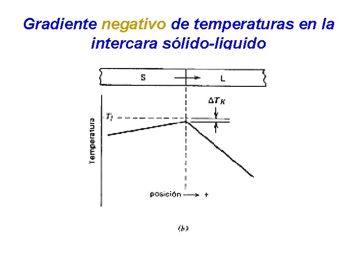 Gradiente negativo de temperaturas en la intercara sólido-liquido 