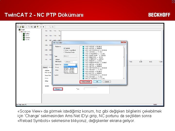 Twin. CAT 2 - NC PTP Dökümanı «Scope View» da görmek istediğimiz konum, hız