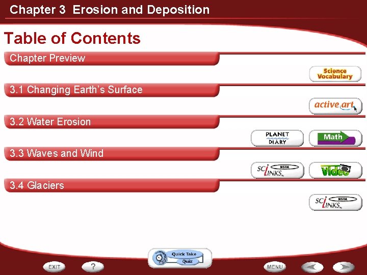 Chapter 3 Erosion and Deposition Table of Contents Chapter Preview 3. 1 Changing Earth’s