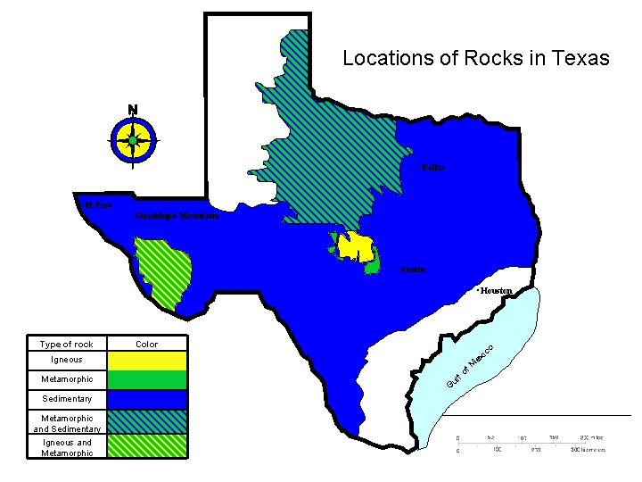 Locations of Rocks in Texas • Dallas • El Paso Guadalupe Mountains • Austin