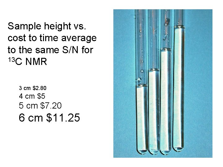 Sample height vs. cost to time average to the same S/N for 13 C