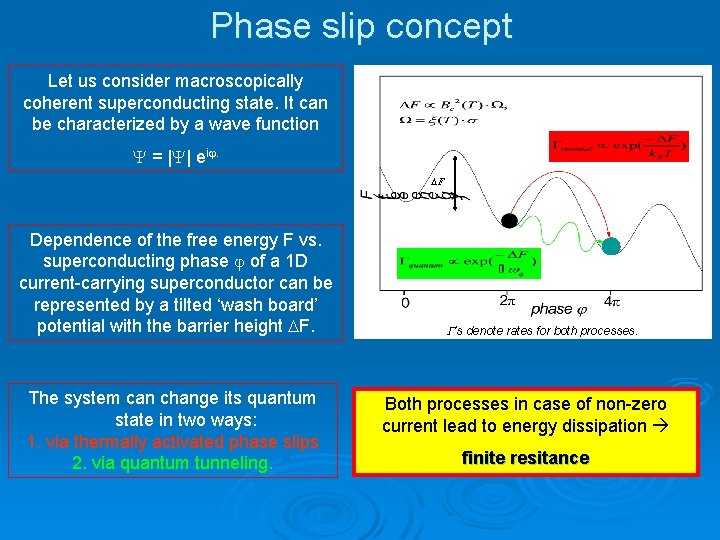 Phase slip concept Let us consider macroscopically coherent superconducting state. It can be characterized