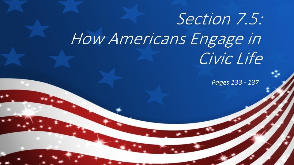 Section 7. 5: How Americans Engage in Civic Life Pages 133 - 137 