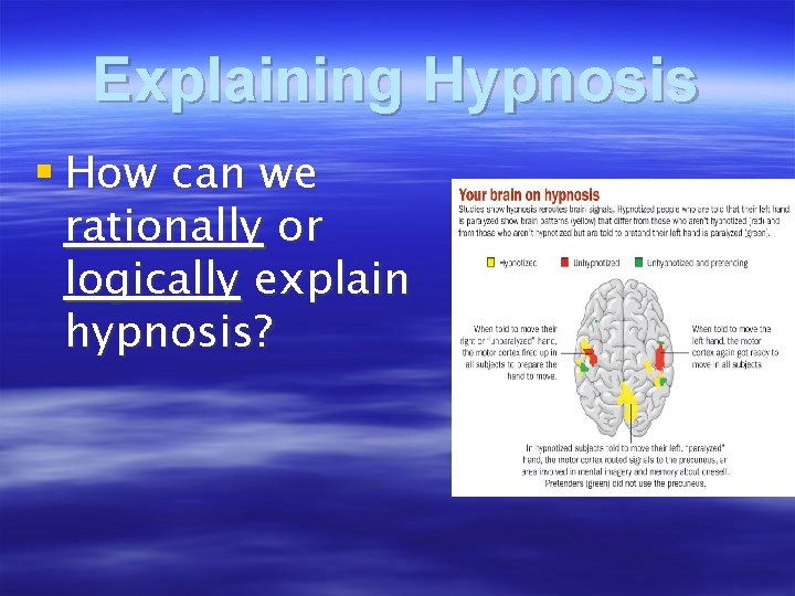 Explaining Hypnosis § How can we rationally or logically explain hypnosis? 