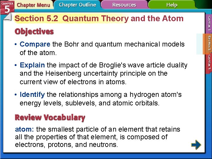 Section 5. 2 Quantum Theory and the Atom • Compare the Bohr and quantum