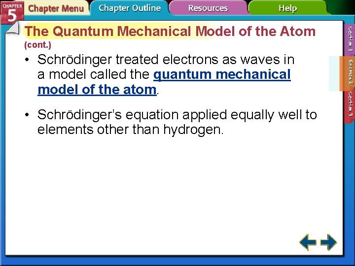 The Quantum Mechanical Model of the Atom (cont. ) • Schrödinger treated electrons as