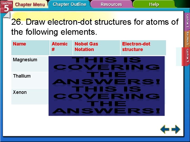 26. Draw electron-dot structures for atoms of the following elements. Name Atomic # Nobel