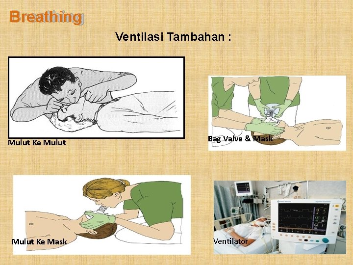 Breathing Ventilasi Tambahan : Mulut Ke Mask Bag Valve & Mask Ventilator 