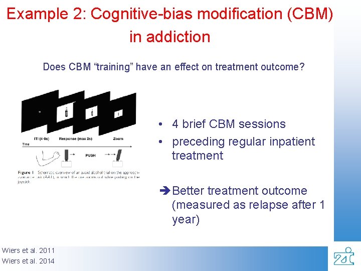 Example 2: Cognitive-bias modification (CBM) in addiction Does CBM “training” have an effect on