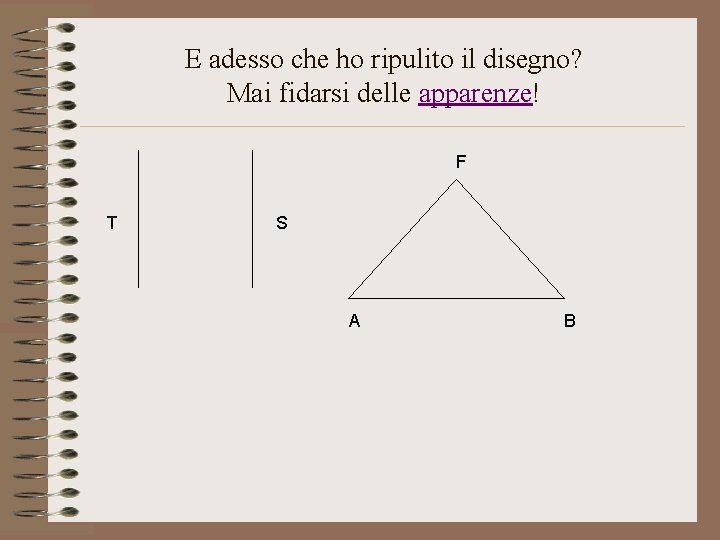 E adesso che ho ripulito il disegno? Mai fidarsi delle apparenze! F T S